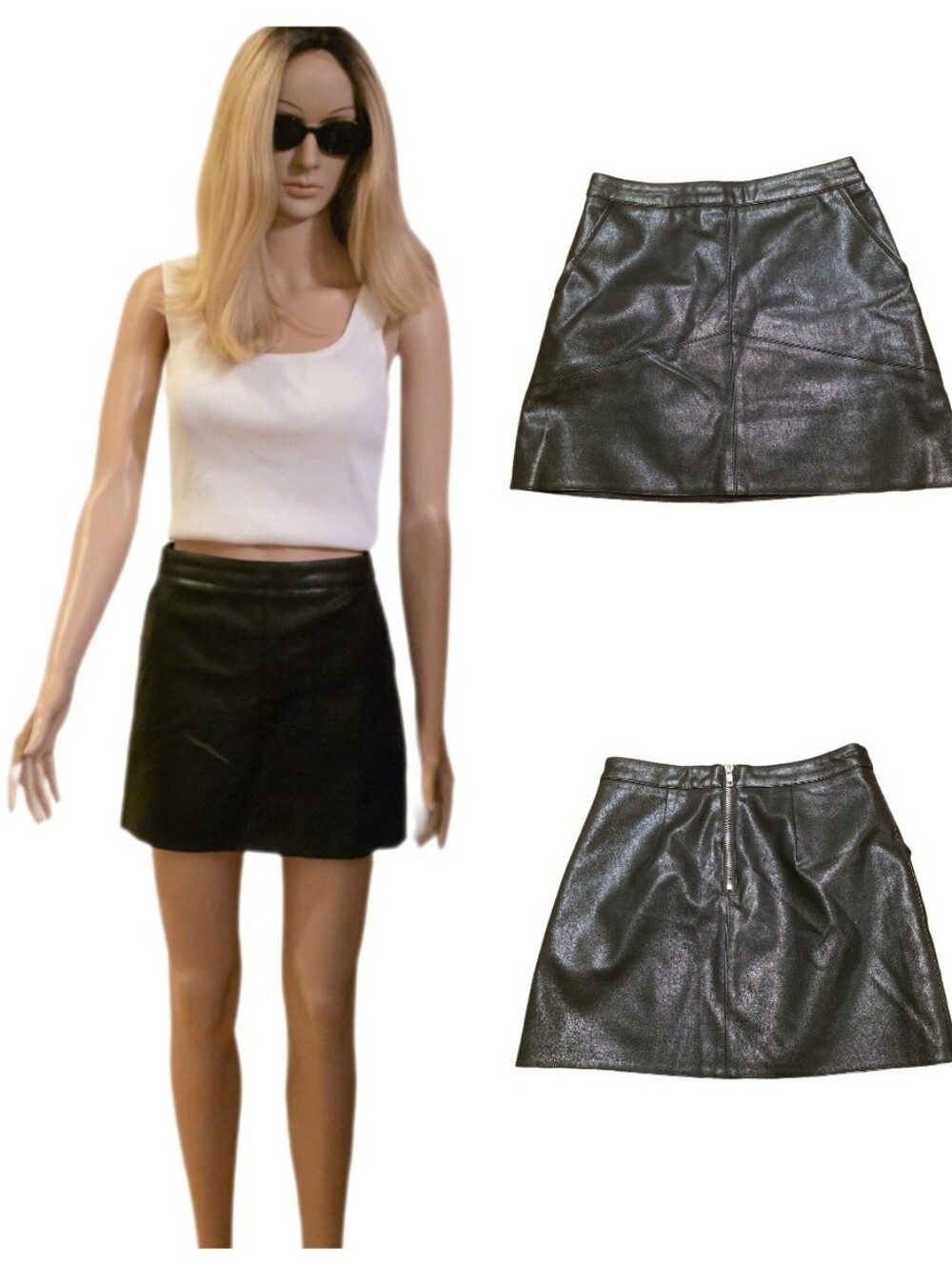 Lulu's Harley Black Vegan Leather Mini Skirt XS EUC
